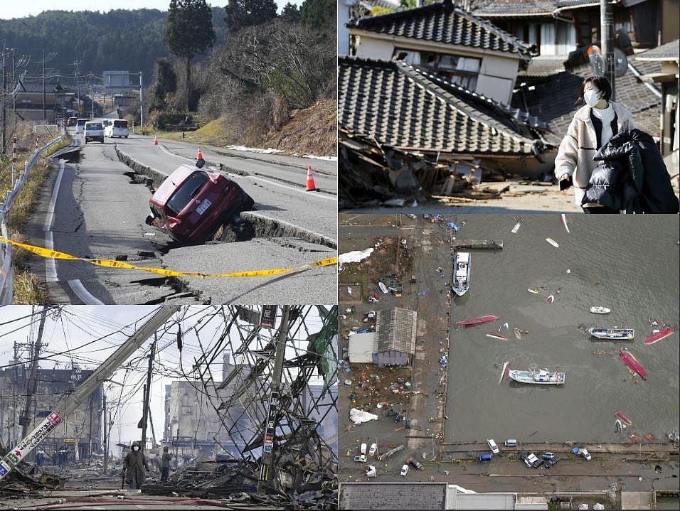 சாலைகளில் விரிசல்; சரிந்த கட்டடங்கள் - நிலநடுக்கத்தால் நிலைகுலைந்த ஜப்பான்! | Photo Album