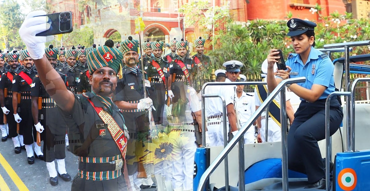 கண்கவர் கலை நிகழ்ச்சிகள்; வீடியோ எடுத்த பெண் அதிகாரி! - சென்னை குடியரசு தின விழா அணிவகுப்பு ஒத்திகை 