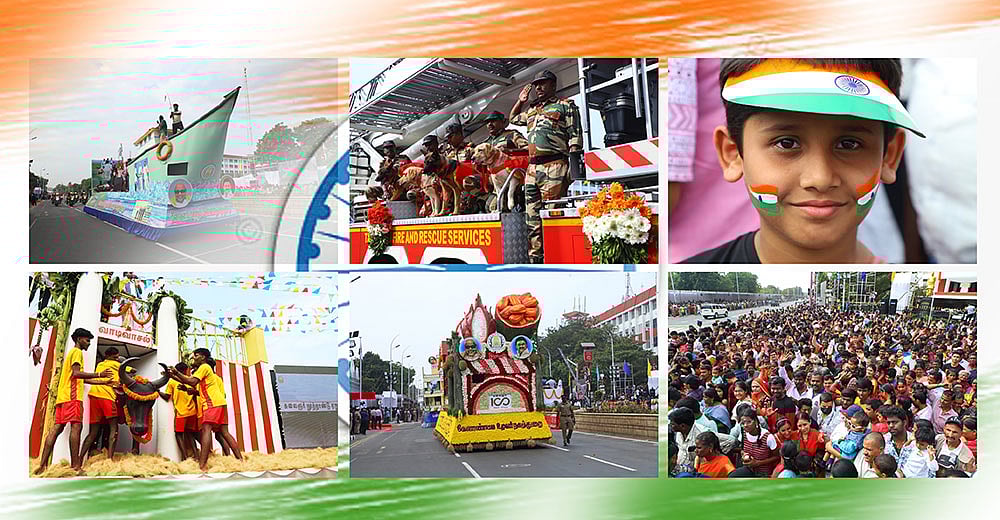 `வாடிவாசல் முதல் வீரமங்கை வரை..!’ - சென்னை குடியரசு தின விழாவில் அணிவகுத்த அலங்கார ஊர்திகள்