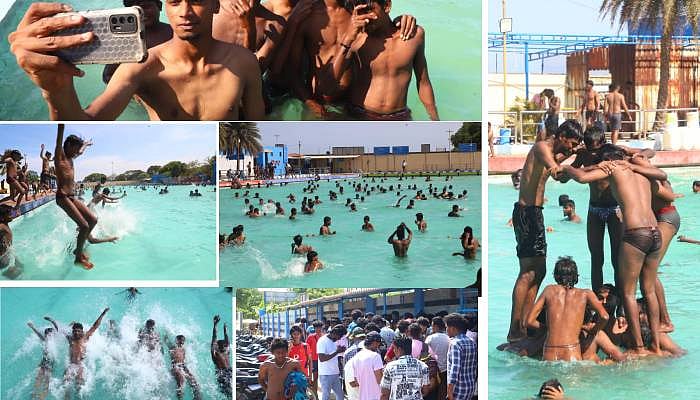 Diving, Swimming: சென்னை மெரினா நீச்சல் குளத்தில், கோடை வெயிலில் ஒரு ஜாலி கொண்டாட்டம் - Photo Clicks