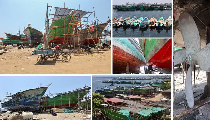 பழுது நீக்கி, வண்ணங்கள் பூசப்படும் பிரமாண்ட படகுகள்... மீன்பிடி தடைக்காலத்தில் பணிகள் ஜரூர் | ஆல்பம்