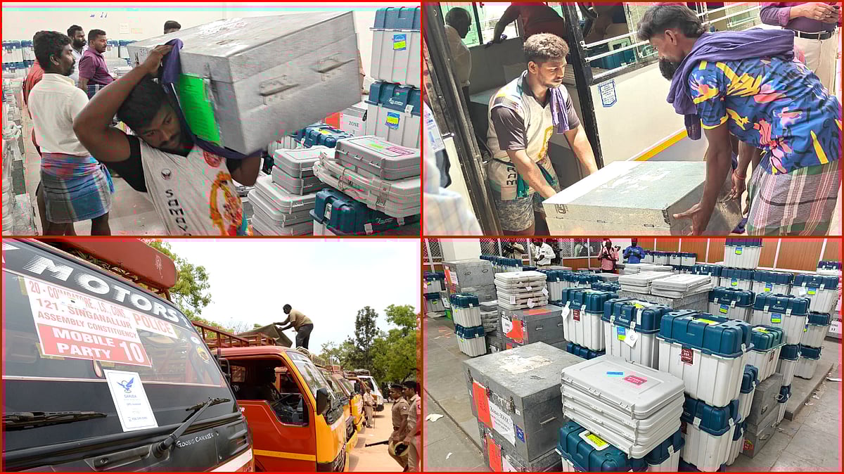 விறு விறு தேர்தல் பணிகள்... வாக்குச்சாவடிகளுக்கு பறக்கும் EVM-கள்! - Election Clicks