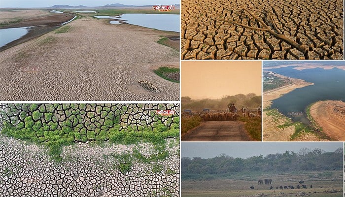 வாட்டும் கோடை வெயில்... வற்றிய பவானிசாகர் நீர்த்தேக்கம்! - ட்ரோன் காட்சிகள்