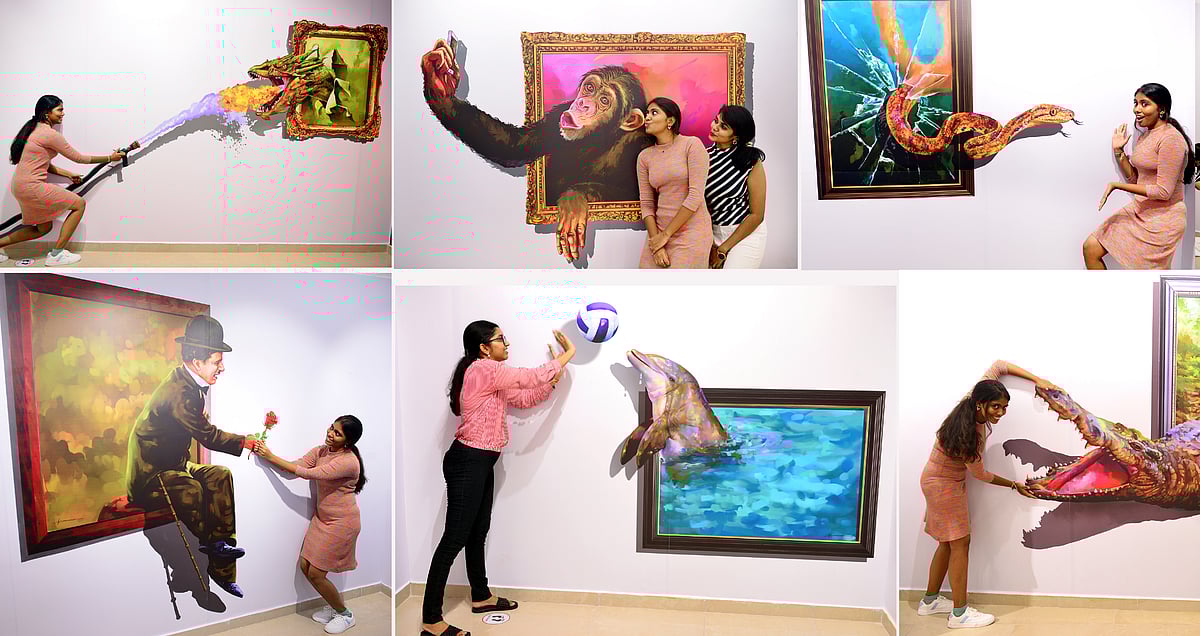 புதுச்சேரி: முதன்முறையாக முப்பரிமாண Trick Art ஓவிய கண்காட்சி; Wow புகைப்படங்கள்! | Photo Album
