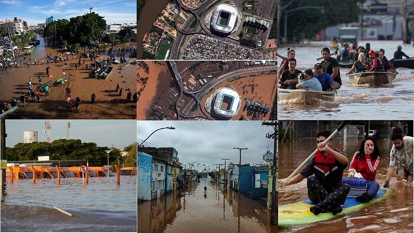 பிரேசிலில் வரலாறு காணாத பெருமழை... சாலைகளில் பயணிக்கும் படகுகள்! - பெருவெள்ளக் காட்சிகள்