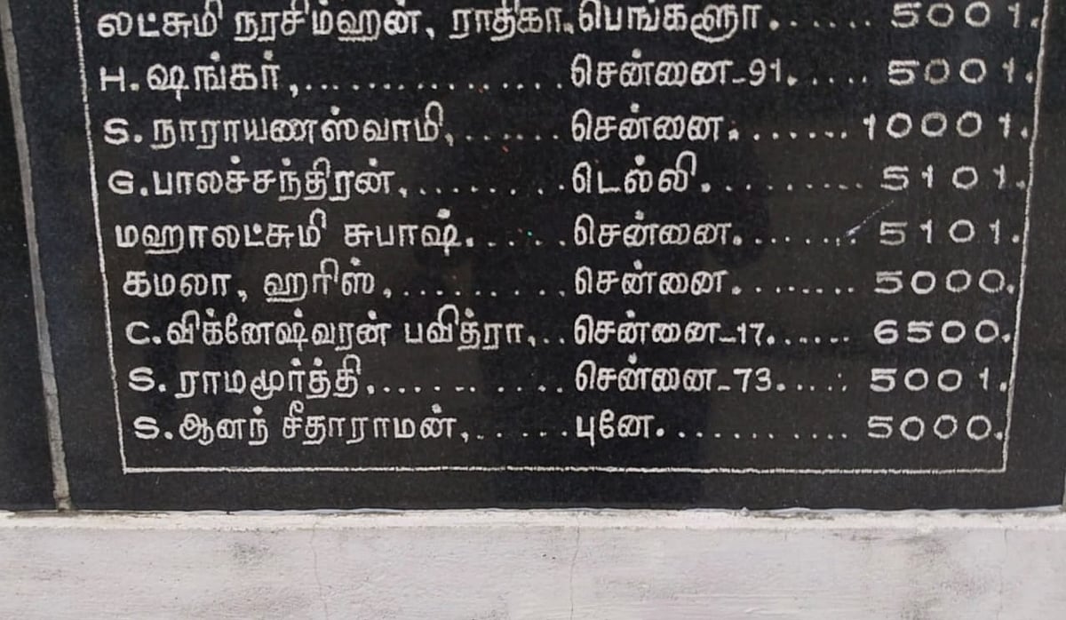 神殿の碑文にあるカマラ・ハリスの名前