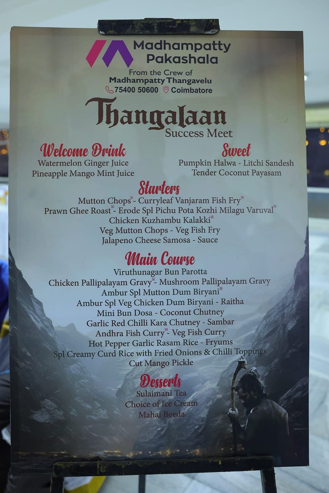 Thangalaan Party Food Menu