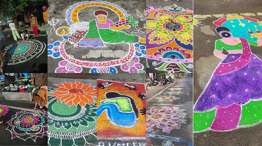 சென்னை தெருக்களை அலங்கரிக்கும் மார்கழி கோலங்கள் - கலர்ஃபுல் கலக்‌ஷன்!