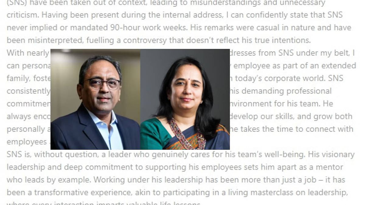 90 Hours Job: `L&T நிறுவன தலைவர் கருத்து தவறாக புரிந்து கொள்ளப்பட்டுள்ளது'- L&T HR சோனிக்கா விளக்கம்