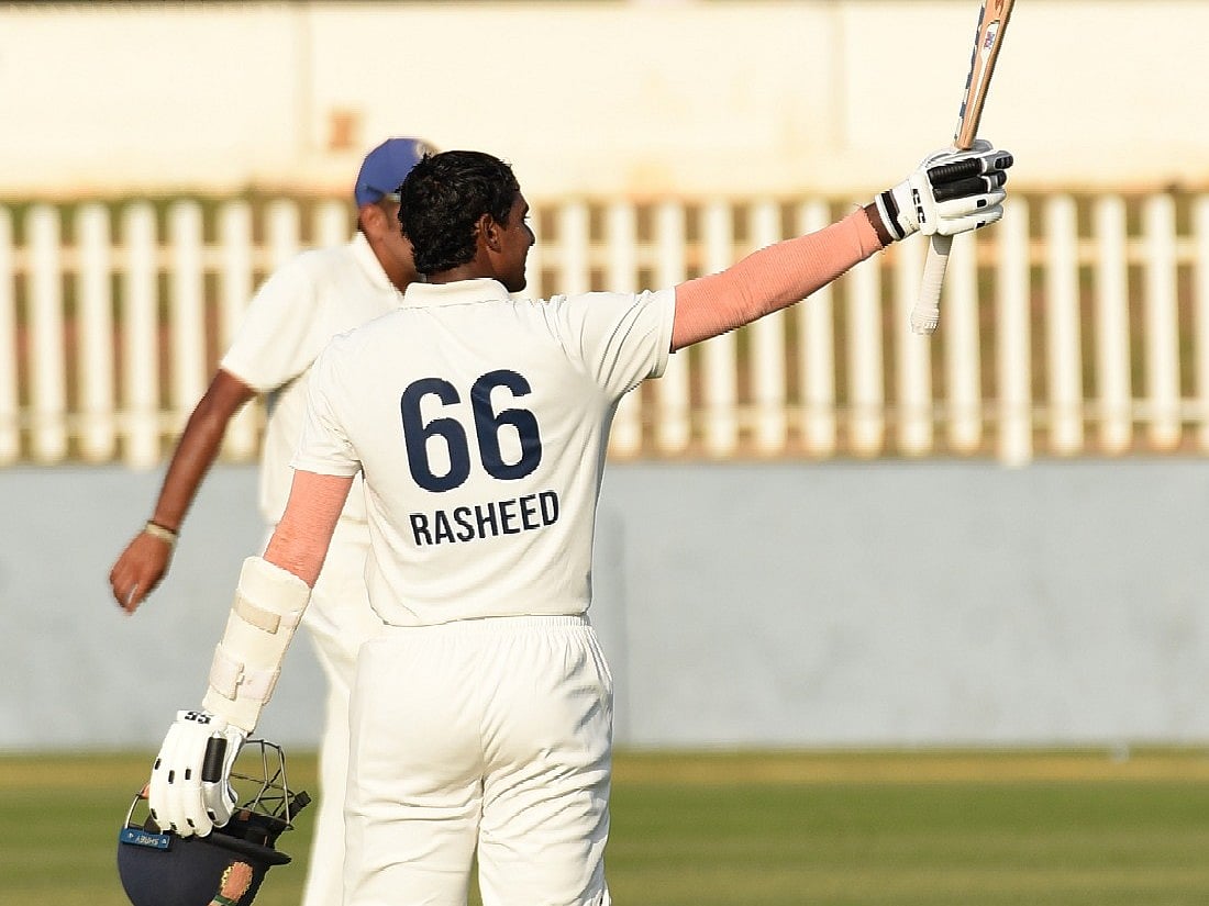 `ஆந்திர காரமாக சுழன்றடித்த ஷேக் ரஷீத்!' - புதுச்சேரியில் நடந்த ரஞ்சி போட்டியின் க்ளிக்ஸ்!