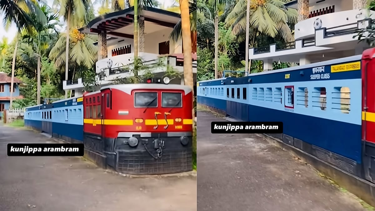 கேரளா: ரயில் தீமில் கட்டப்பட்டுள்ள வீடு; இணையத்தில் வைரலாகும் வீடியோ! 