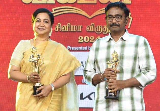 `46 வருடங்கள் சினிமாத்துறையில் பயணித்திருக்கிறேன்; ஆனால்..!' - ராதிகா சரத்குமார் | Vikatan Awards