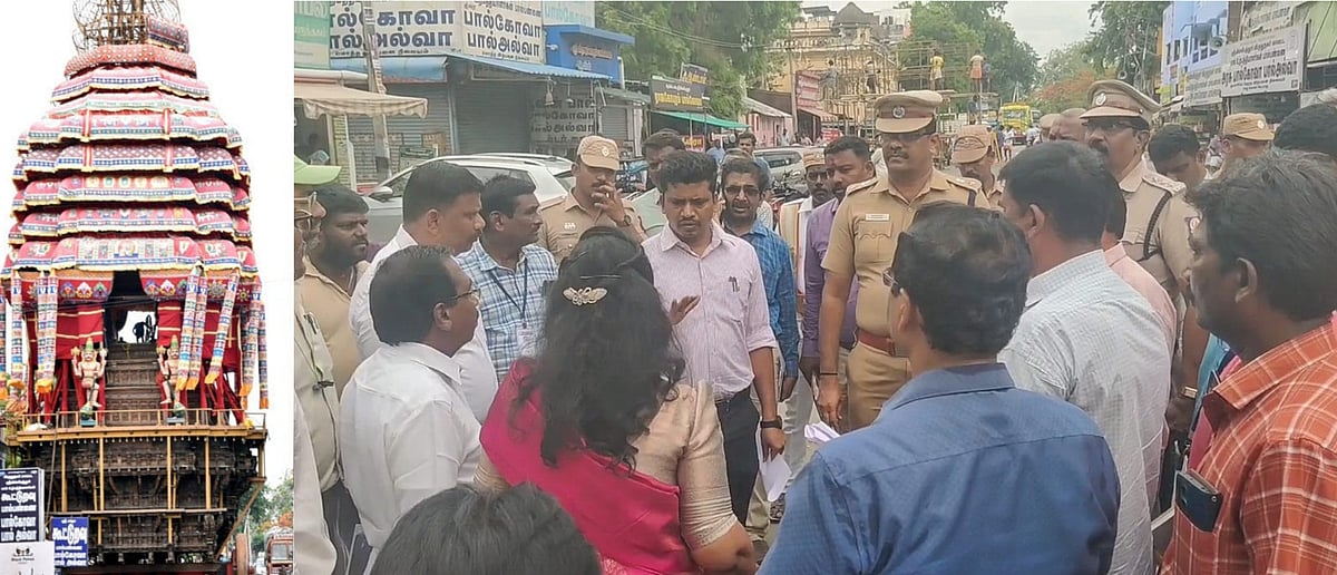 ஸ்ரீவில்லிபுத்தூர் ஆடிப்பூரத் தேரோட்டம்; தயாராகும் பெரிய தேர்; மாவட்ட ஆட்சியர் ஆய்வு