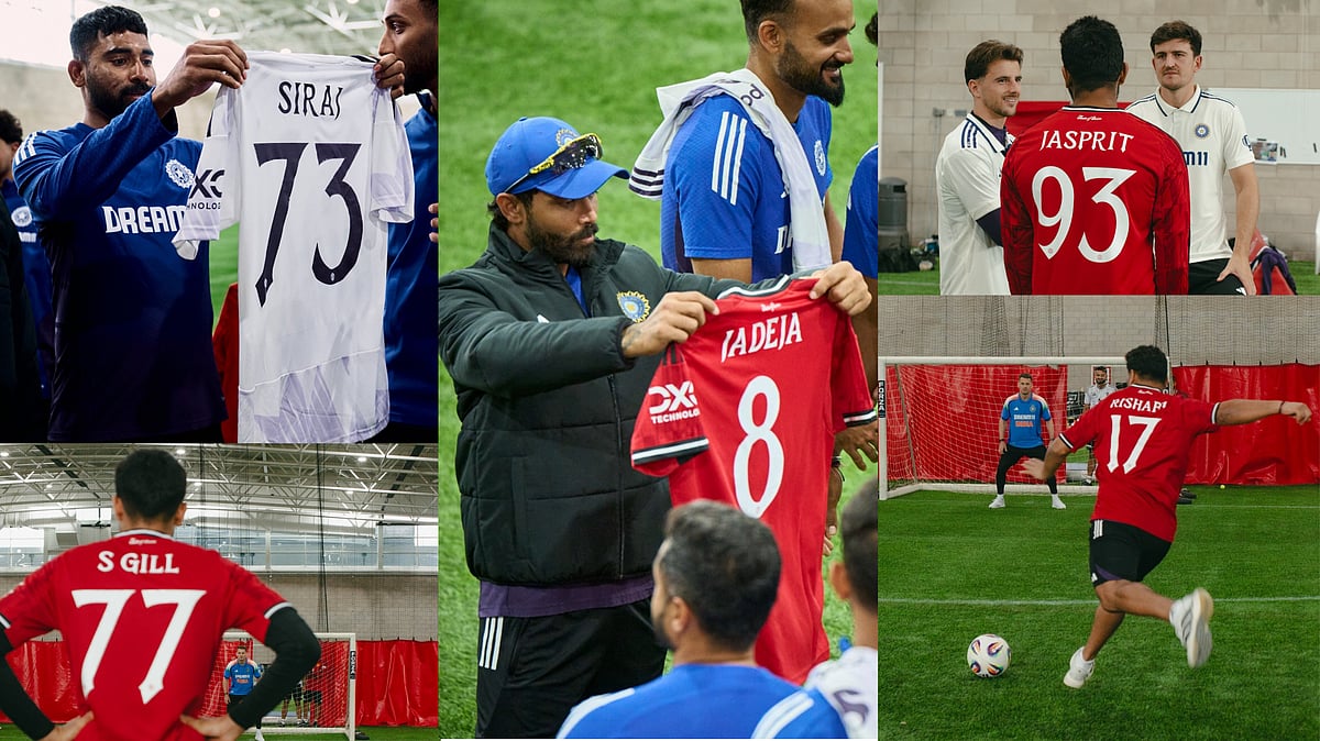 Manchester United X BCCI: கால்பந்து வீரர்களாக மாறிய இந்திய வீரர்கள் | Photo Album