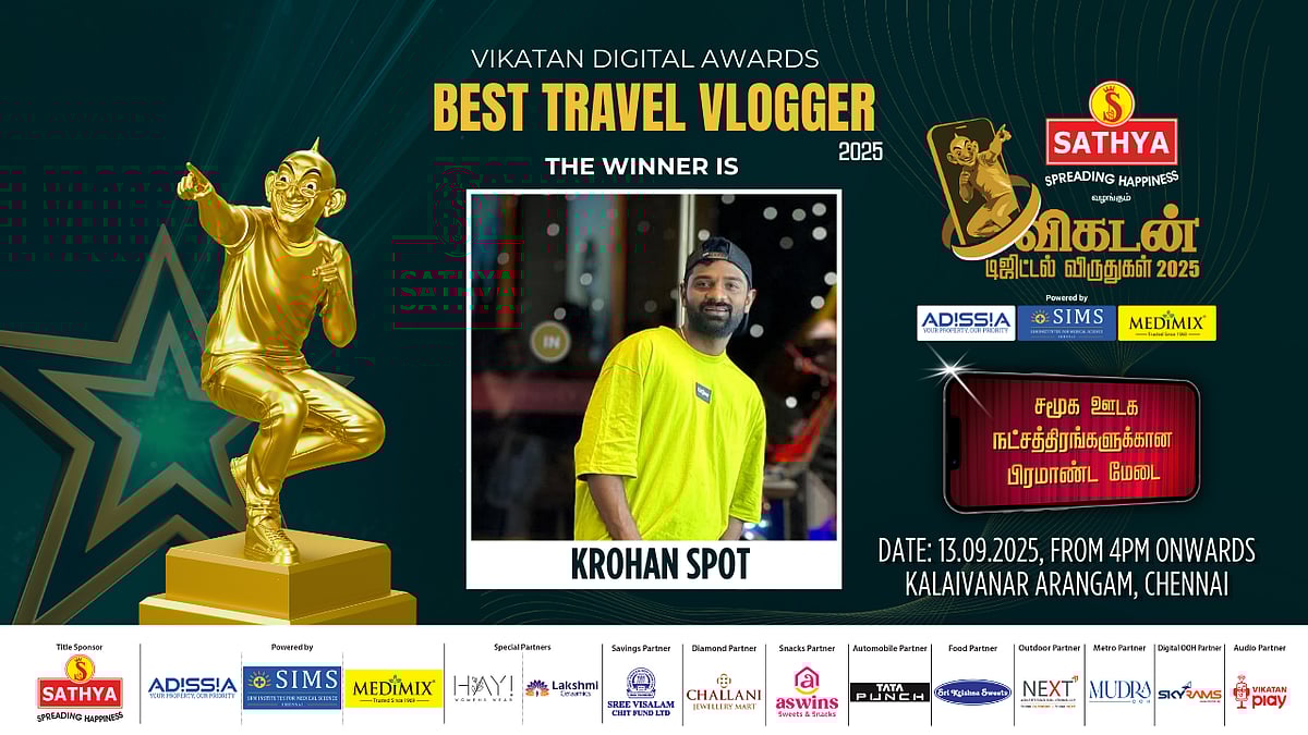 Vikatan Digital Awards 2025: `பயணம் சார்ந்த உலகம் - Krohan Spot' - Best Travel Vlogger Winner