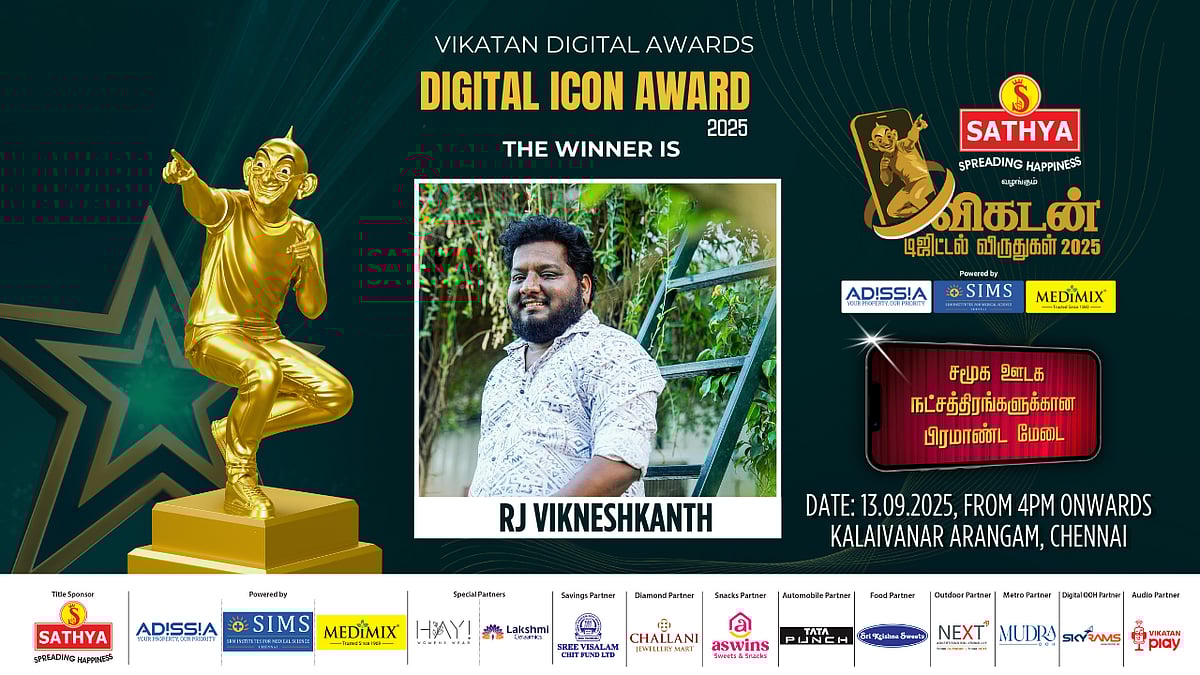 Vikatan Digital Awards 2025: `துணிச்சல்காரன் - ஆர்.ஜே. விக்னேஷ்காந்த்' - Digital Icon Award Winner