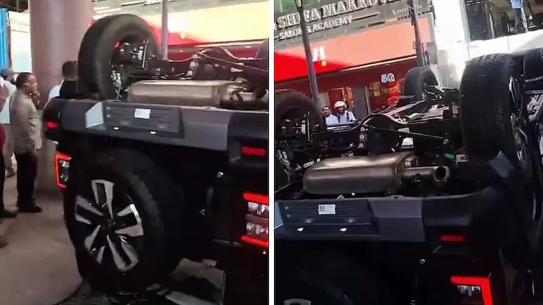 எலுமிச்சை பழத்தில் ஏறியபோது, ஷோரூம் முதல் மாடியிலிருந்து குப்புற விழுந்த புதிய கார் - என்ன நடந்தது?