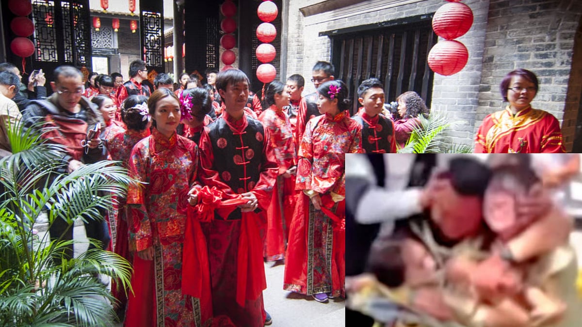 சீனா: திருமணத்திற்கு வந்த தோழிகளை வலுக்கட்டாயமாக முத்தமிட்ட நபர்கள்; வைரல் வீடியோவின் பின்னணி என்ன?