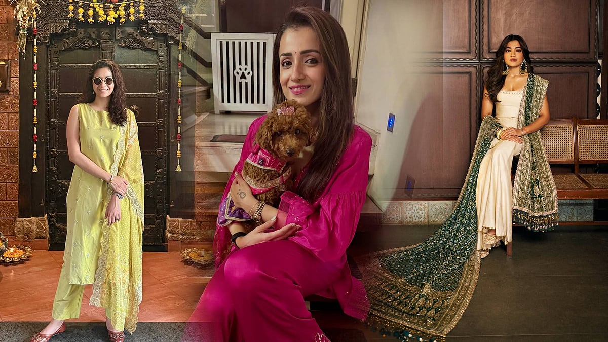 Diwali: த்ரிஷா, கீர்த்தி சுரேஷ், ராஷ்மிகா, கல்யாணி - நடிகைகளின் தீபாவளி க்ளிக்ஸ்|Photo Album