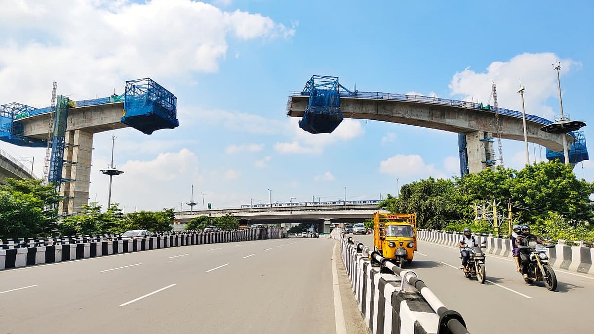 kathipara Flyover Metro Bridge : வியக்கவைக்கும் கத்திபாரா மெட்ரோ பாலம் பணிகள்!