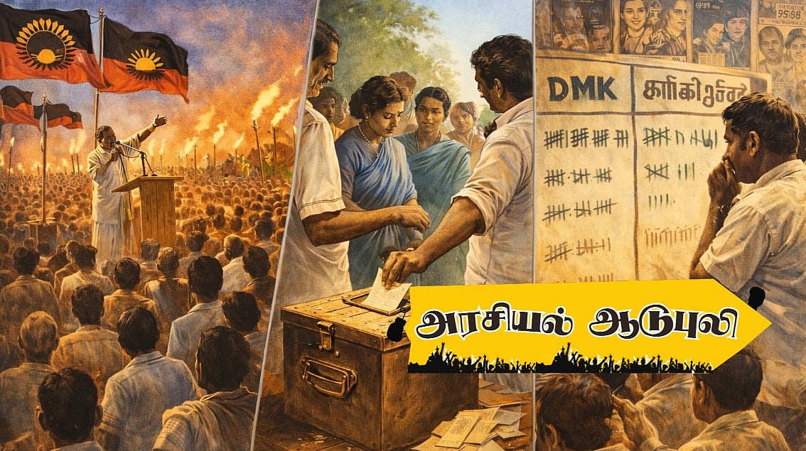 1957: `திரைக்கவர்ச்சி' என திமுகவை விமர்சித்த காங்., - திராவிட இயக்கத்தின் அரசியல் உதயம்! | ஆடுபுலி 6