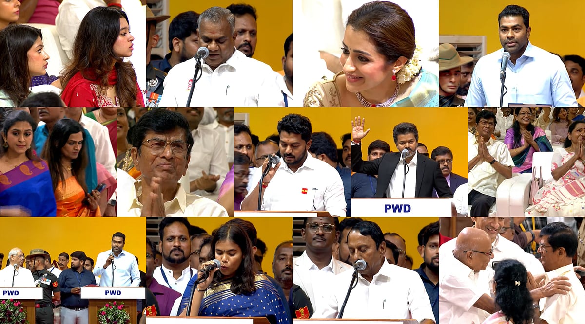 முதல்வர் விஜய் : பதவியேற்ற அமைச்சர்கள்; ஆனந்த கண்ணீர் விட்ட தாய், தந்தை; விருந்தினர்கள் உற்சாகம்!
