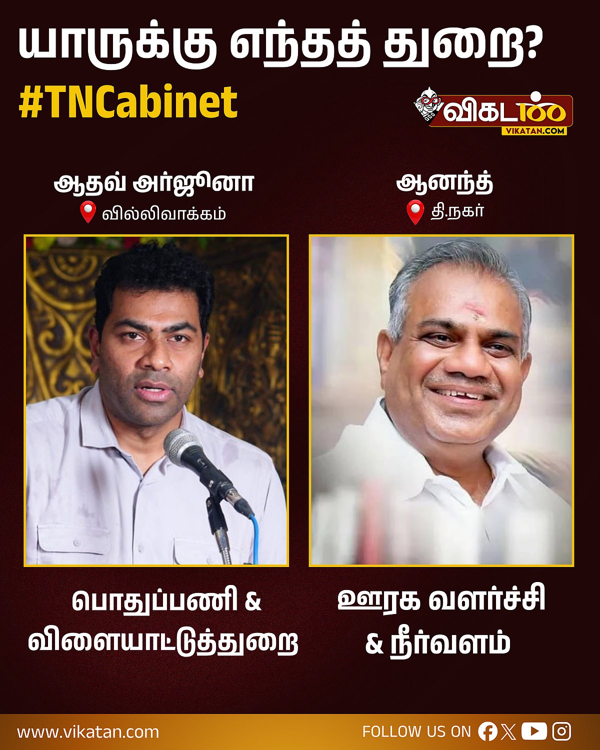 தமிழக அமைச்சரவை - யாருக்கு எந்தத் துறை? | Photo Cards