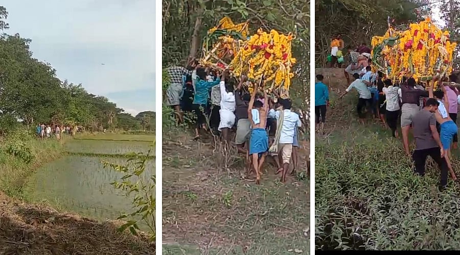 மயிலாடுதுறை: இடுப்பளவுத் தண்ணீரில் இறுதி ஊர்வலம்... பல தலைமுறைகளாகத் தொடரும் கிராமத்தின் துயர்!
