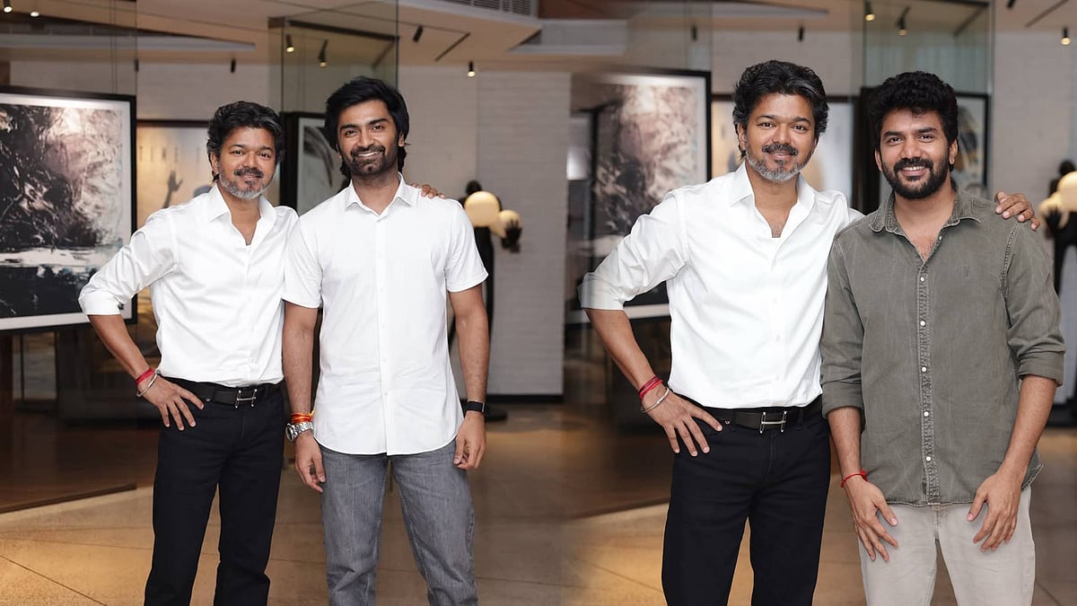 `தமிழ்நாட்டின் முதலமைச்சராக மக்களுக்குச் சேவை செய்வதை பார்ப்பது..'- விஜய்யைச் சந்தித்த அதர்வா, கவின்