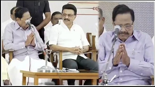 'உங்களிடம் மன்றாடிக் கேட்கிறேன்!'- நா தழுதழுக்க பேசி ஸ்டாலினிடம் கையெடுத்துக் கும்பிட்ட துரைமுருகன்