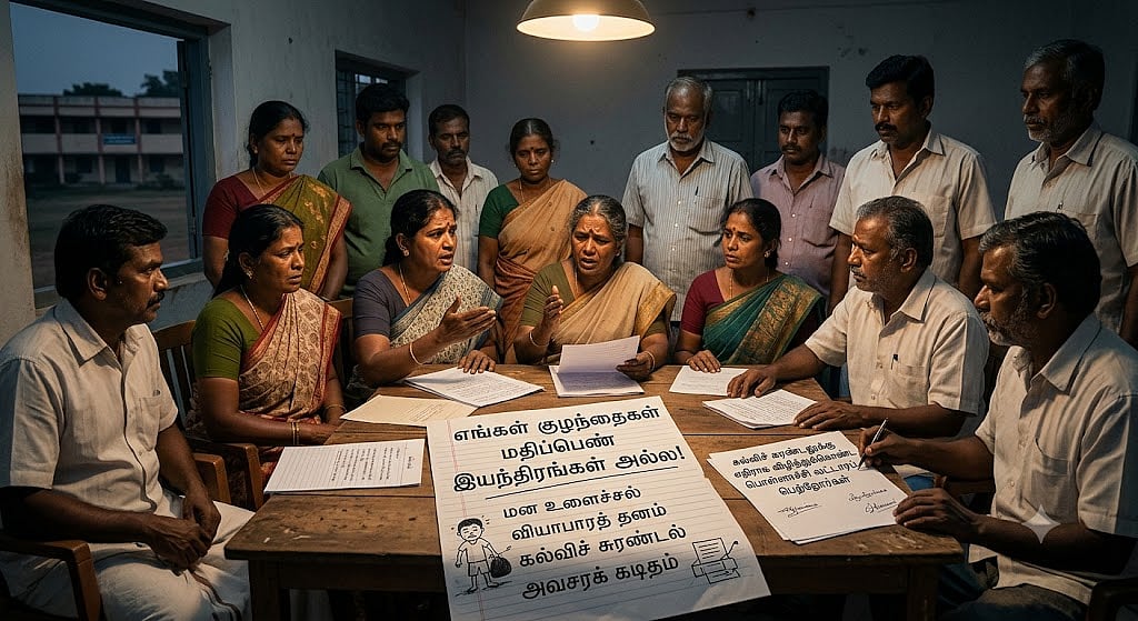 "எங்கள் குழந்தைகள் மதிப்பெண் இயந்திரங்கள் அல்ல!" – பொள்ளாச்சி பெற்றோர்களின் கொந்தளிப்பு