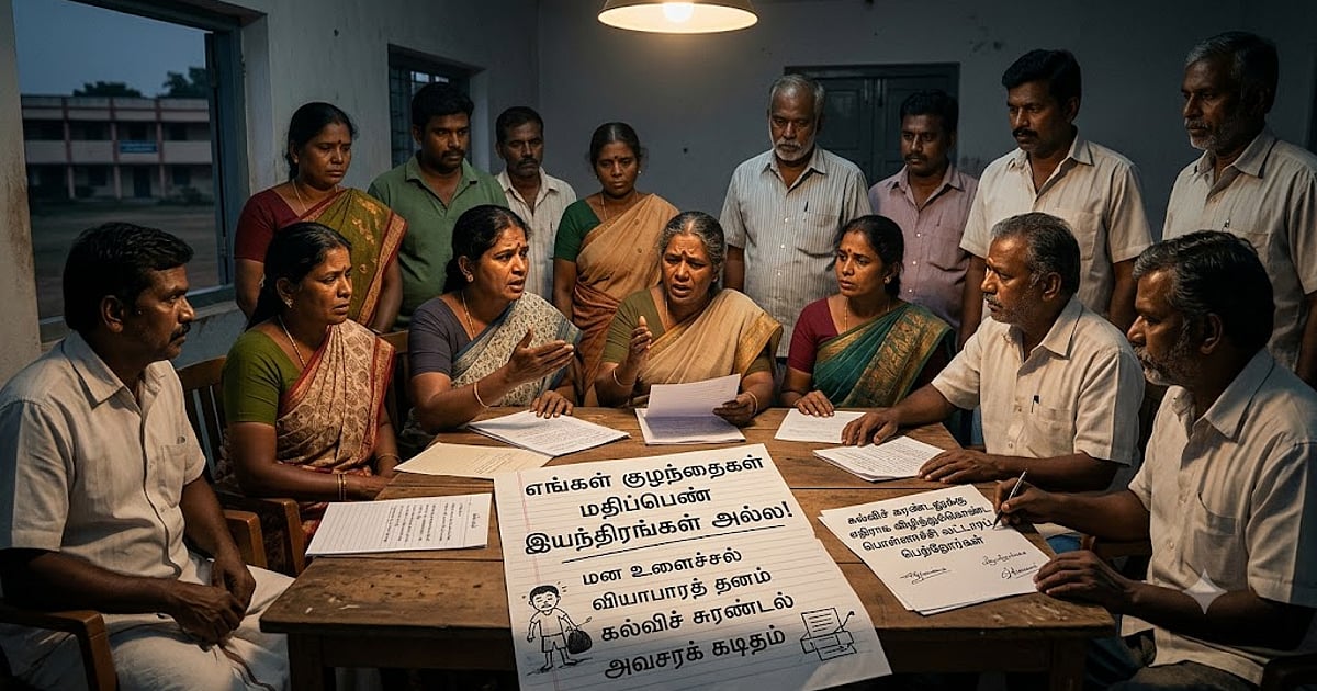 "எங்கள் குழந்தைகள் மதிப்பெண் இயந்திரங்கள் அல்ல!" – பொள்ளாச்சி பெற்றோர்களின் கொந்தளிப்பு