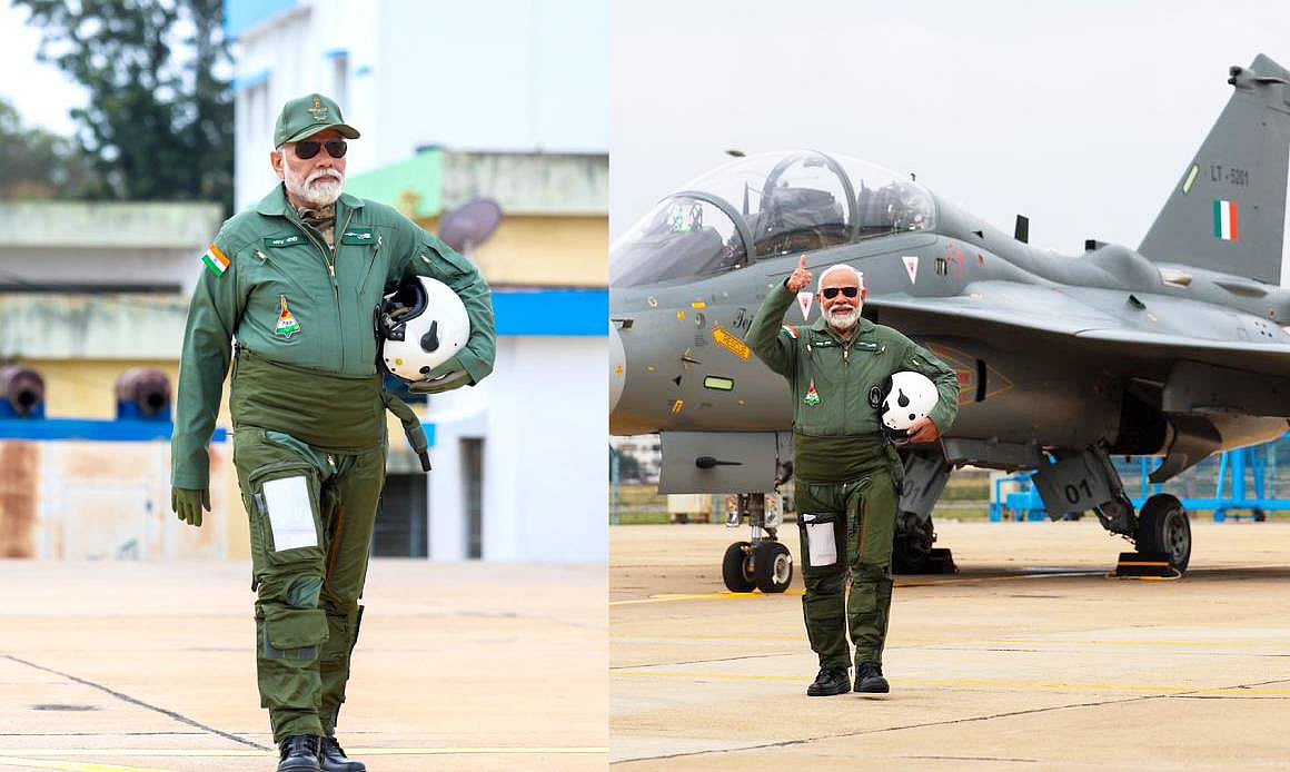 Tejas: தேஜஸ் போர் விமானத்தில் பறந்த பிரதமர் மோடி! | A Photo Album | PM ...
