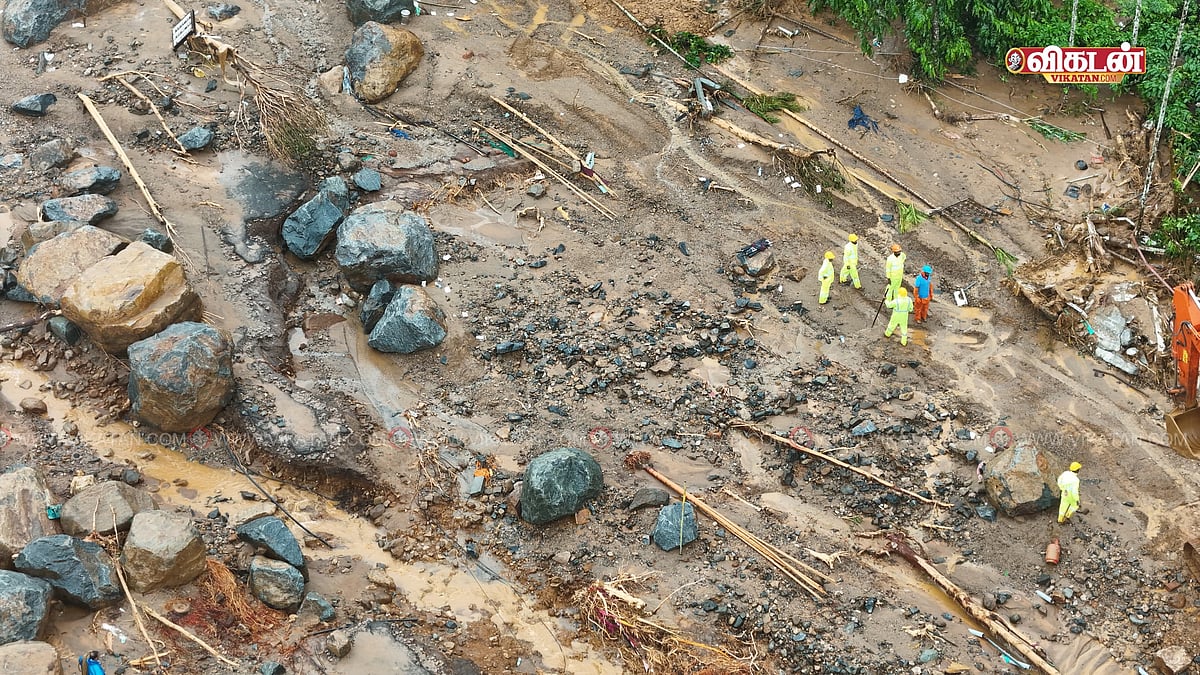 Wayanad landslide: சவாலான 2-ம் நாள் மீட்புப் பணி; உருக்குலைந்த வயநாடு... Spot Visit Drone படங்கள்