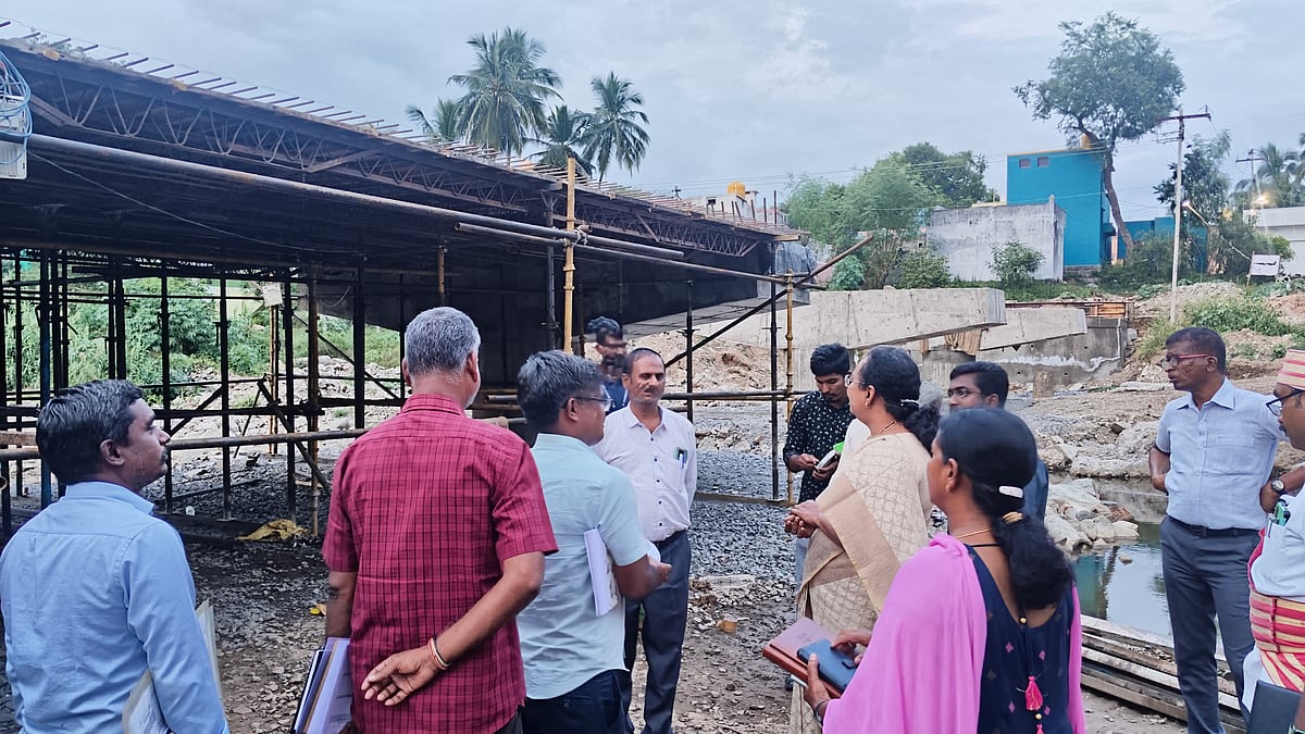 வேலூர்: விறுவிறுவென நடைபெறும் பாலத்தின் கட்டுமான பணிகள்... நேரில் ஆய்வு செய்த மாவட்ட ஆட்சியர்