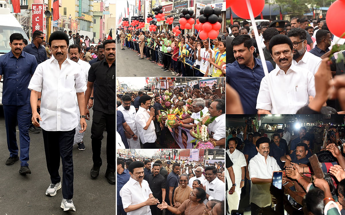 Stalin Road Show: கலை நிகழ்ச்சிகளுடன் ஸ்டாலினுக்கு வரவேற்பு; 3 கிமீக்கு நீண்ட ரோடு ஷோ | Photo Album