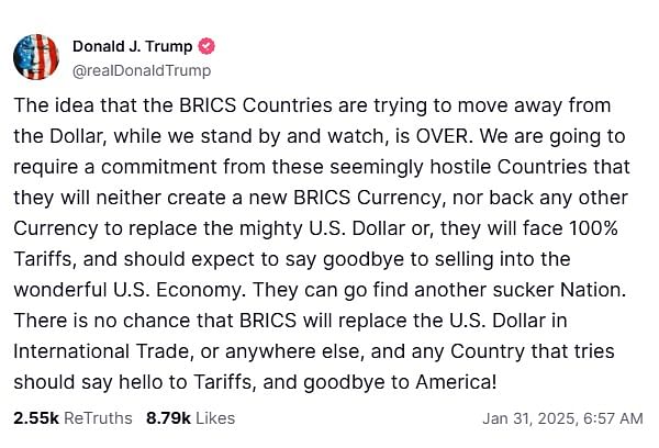 US-Dollar:-``டாலரை-மாற்ற-நினைத்தால்..--இந்தியா-உள்ளிட்ட-பிரிக்ஸ்-நாடுகளுக்கு-ட்ரம்ப்-சொல்வதெ