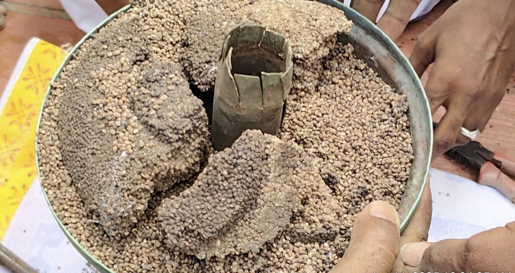 கோபுரக்கலசத்தில் வரகு தானியம்