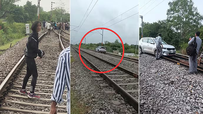 ரயில் தண்டவாளத்தில் கார் ஓட்டிய பெண்; விரட்டிப் பிடித்த அதிகாரிகள் - 15 ரயில்களின் சேவை பாதிப்பு!