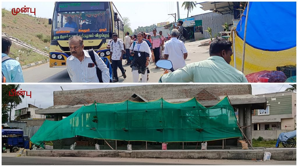 நாட்றம்பள்ளி:-விகடன்-செய்தி-எதிரொலி;-பொதுமக்களுக்கு-நிழற்குடை-அமைக்கும்-பணியில்-அதிகாரிகள்!