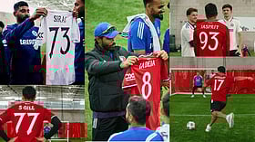 Manchester United X BCCI: கால்பந்து வீரர்களாக மாறிய இந்திய வீரர்கள் | Photo Album