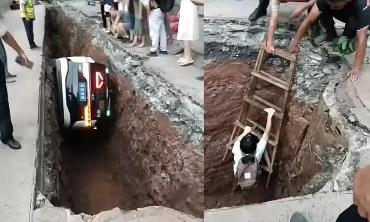 சீனா: பயணியுடன் பள்ளத்தில் விழுந்த கார்; `ரோடோ டாக்ஸி சேவை பாதுகாப்பானதா? - எழும் கேள்விகள்