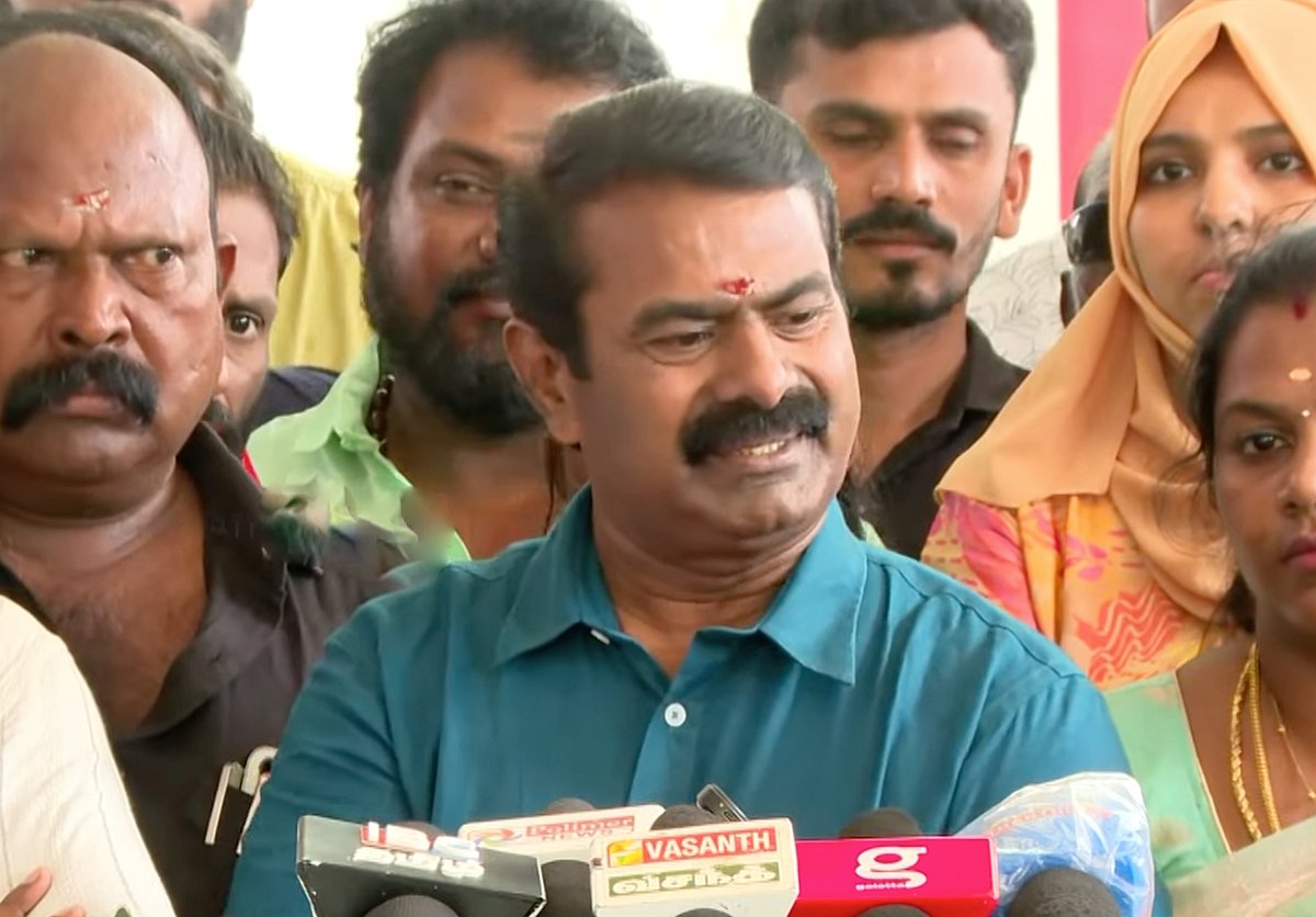 செய்தியாளர்களை நெட்டித் தள்ளிய பவுன்சர்கள், அடிக்கப் பாய்ந்த சீமான்! - என்ன நடந்தது?