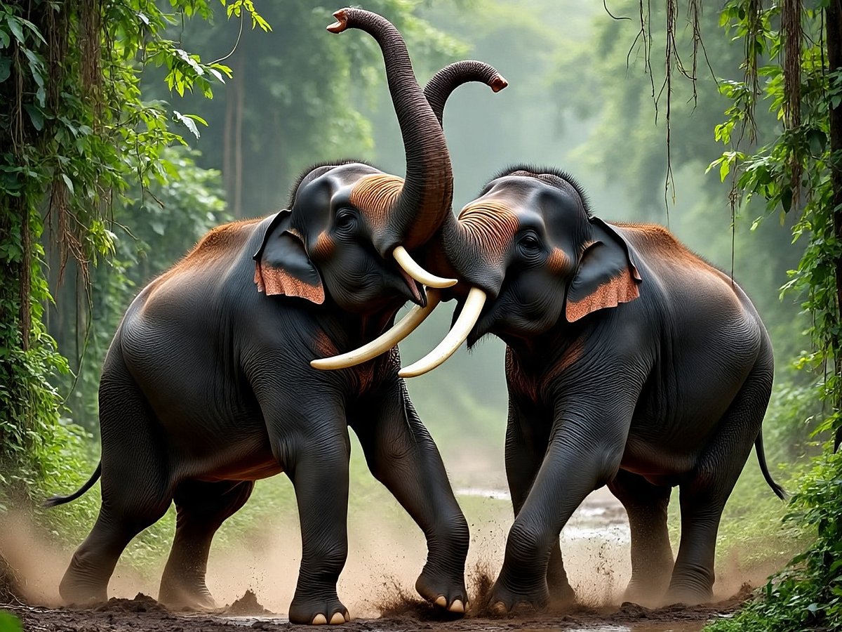 `2 யானைகளுக்கிடையே மோதல் பாகன் செய்த விபரீதம்;  அலறியடித்து ஓடிய யானை -  வனத்துறை நடவடிக்கை