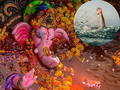 மும்பை:-24-மணி-நேரப்-பயணம்;-கடல்-சீற்றத்தால்-13-மணி-நேரக்-காத்திருப்பு;-லால்பாக்-ராஜா-கடலில்-கரைப்பு