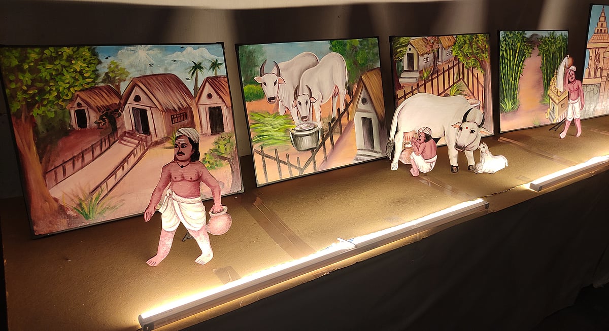 நவராத்திரி விழா: நெல்லையப்பர் திருக்கோயில் தல பெருமையை பறைசாற்றும் கொலு உற்சவம் ஓவியங்கள்.!