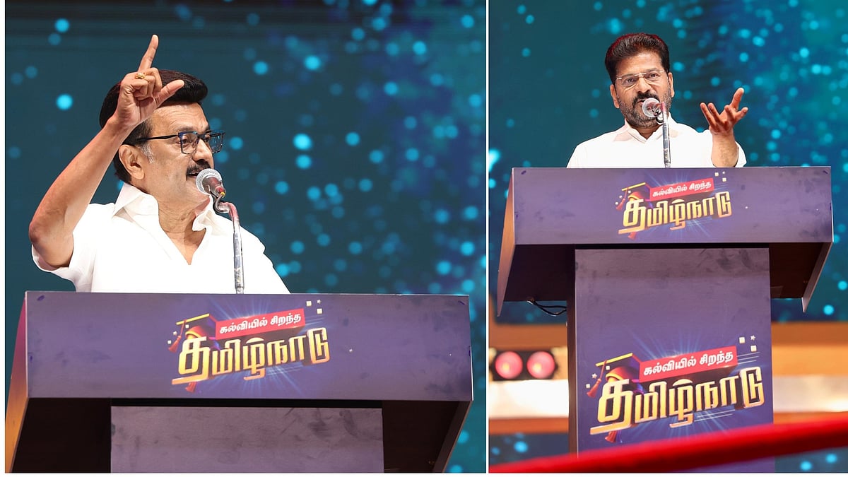 தமிழக முதல்வர் ஸ்டாலின் மற்றும் தெலங்கானா முதல்வர் ரேவந்த் ரெட்டி 