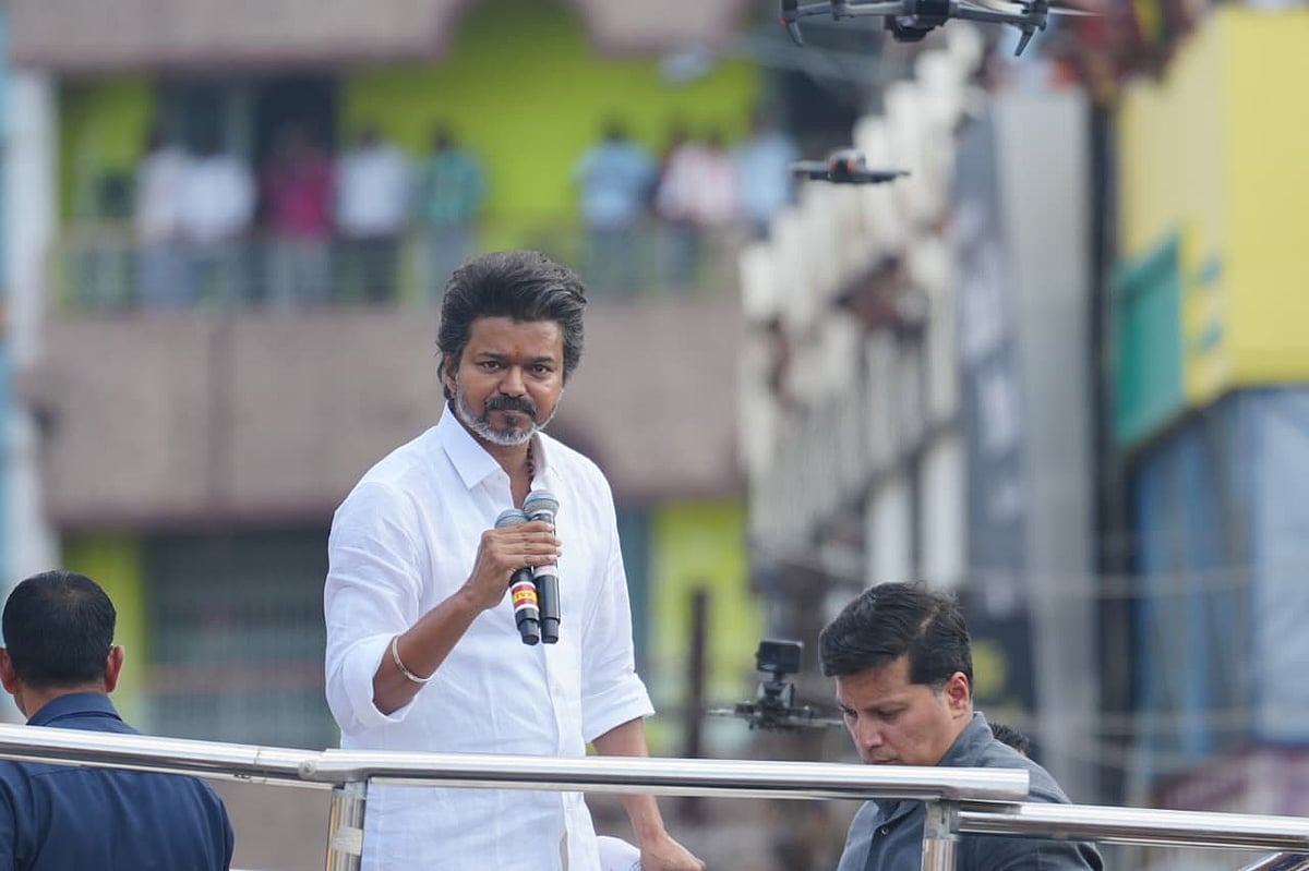 நாமக்கல்லில் தமிழக வெற்றிக் கழகத்தின் தலைவர் விஜய்