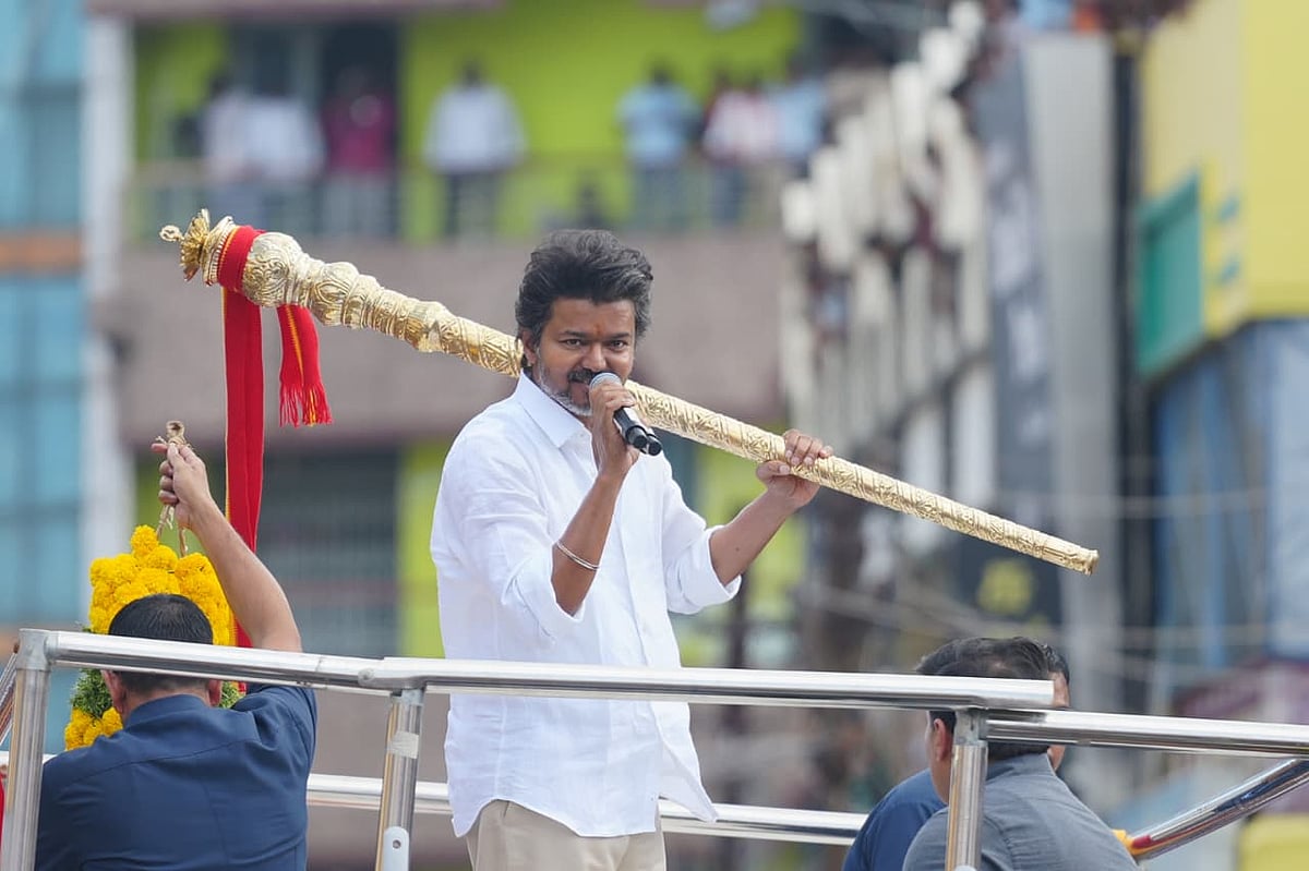 நாமக்கல்லில் தமிழக வெற்றிக் கழகத்தின் தலைவர் விஜய்