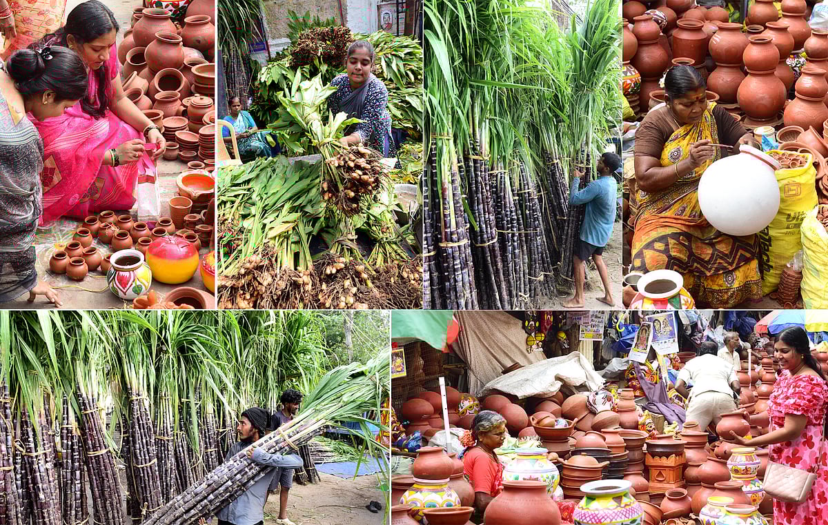 பன்னீர்-கரும்பு-முதல்-மண்பாண்டங்கள்-வரை---புதுச்சேரியில்-பொங்கல்-விற்பனை-அமோகம்-|-Phot